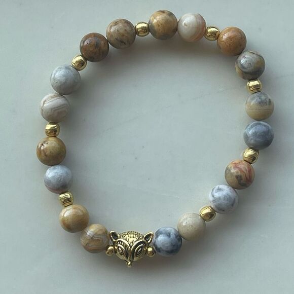 Fox crazy lace agate ONE stretch bracelet NEW meditation reiki yoga crystal - Picture 7 of 10